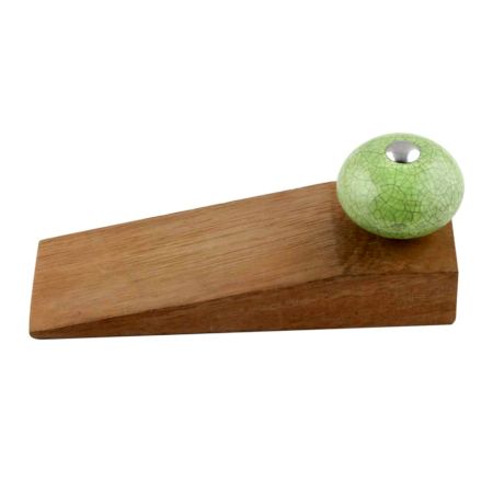 Green Black Crackle Wooden Door Stopper
